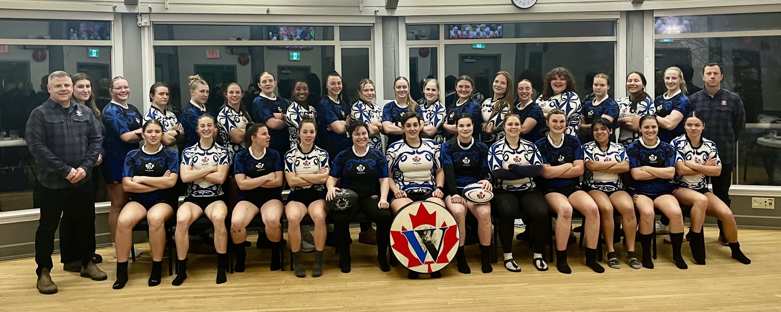 The Westshore Valkyries lined up on the pitch, spring 2025